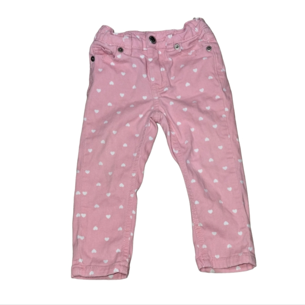 Gum Balls 12M casual  button and zip Trousers Valentine Pink Hearts Print Pants